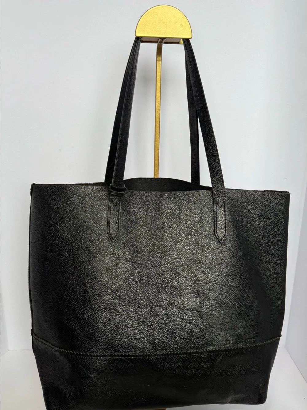 J.Crew Downing Tote Bag in Black Pebbled Leather